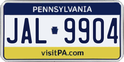 PA license plate JAL9904
