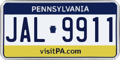 PA license plate JAL9911