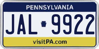 PA license plate JAL9922