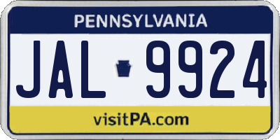 PA license plate JAL9924