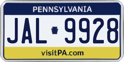 PA license plate JAL9928