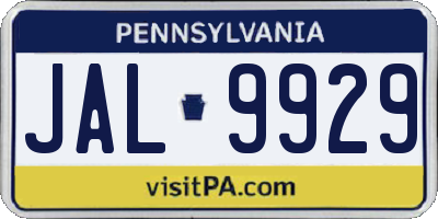 PA license plate JAL9929
