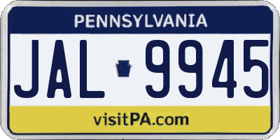 PA license plate JAL9945