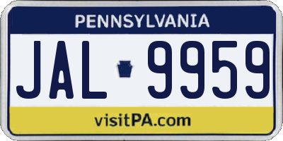 PA license plate JAL9959