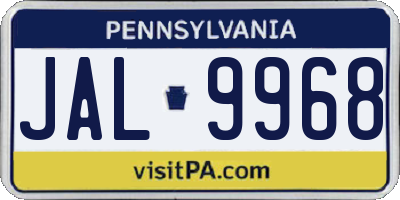 PA license plate JAL9968