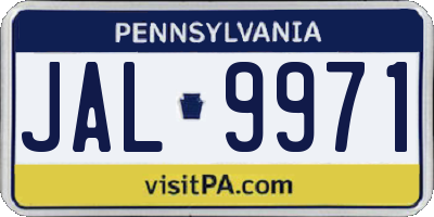 PA license plate JAL9971
