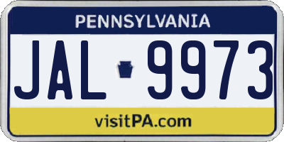 PA license plate JAL9973