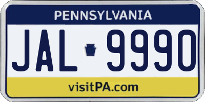 PA license plate JAL9990
