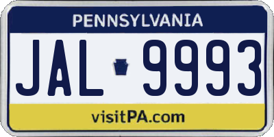 PA license plate JAL9993