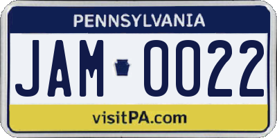 PA license plate JAM0022