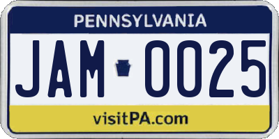 PA license plate JAM0025