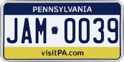 PA license plate JAM0039