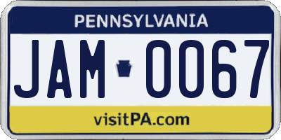 PA license plate JAM0067