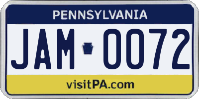 PA license plate JAM0072