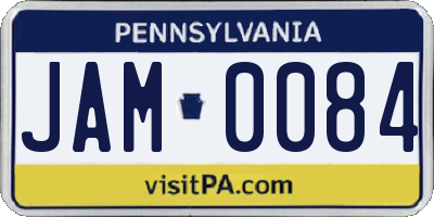 PA license plate JAM0084