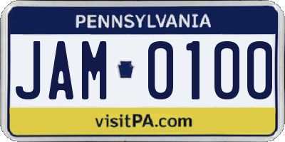 PA license plate JAM0100