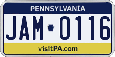 PA license plate JAM0116