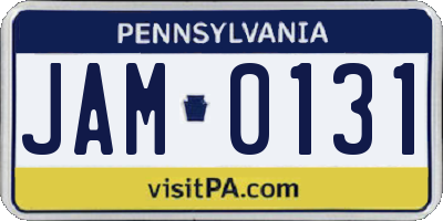 PA license plate JAM0131