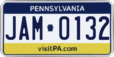 PA license plate JAM0132