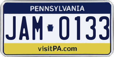 PA license plate JAM0133