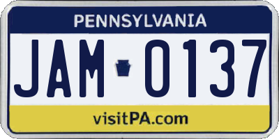 PA license plate JAM0137