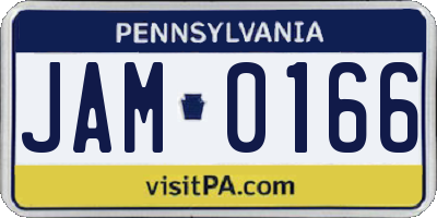 PA license plate JAM0166