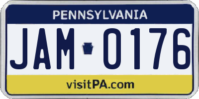 PA license plate JAM0176