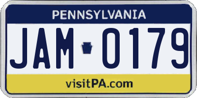 PA license plate JAM0179