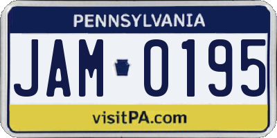 PA license plate JAM0195