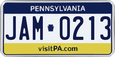 PA license plate JAM0213