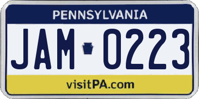 PA license plate JAM0223
