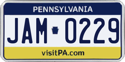 PA license plate JAM0229