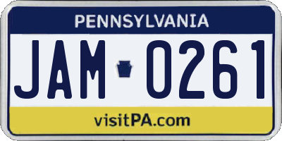 PA license plate JAM0261
