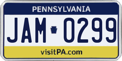 PA license plate JAM0299