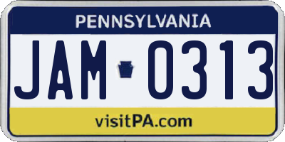 PA license plate JAM0313