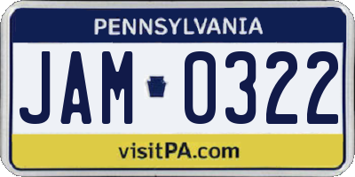 PA license plate JAM0322