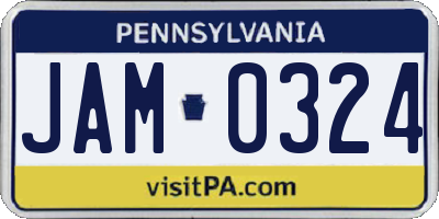 PA license plate JAM0324