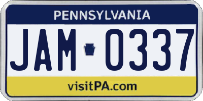 PA license plate JAM0337