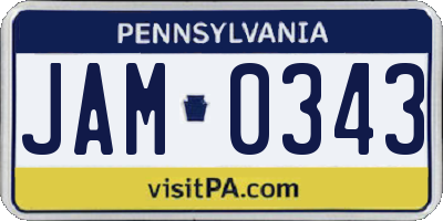 PA license plate JAM0343