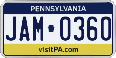 PA license plate JAM0360