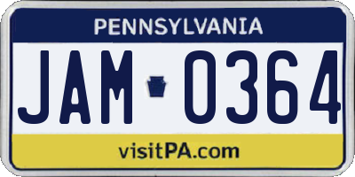 PA license plate JAM0364