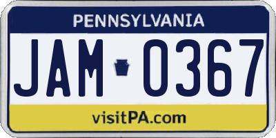 PA license plate JAM0367