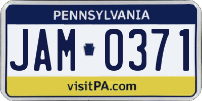 PA license plate JAM0371