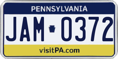 PA license plate JAM0372