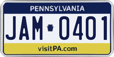 PA license plate JAM0401
