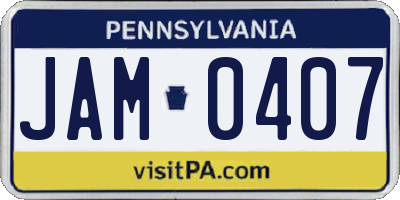 PA license plate JAM0407