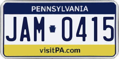 PA license plate JAM0415