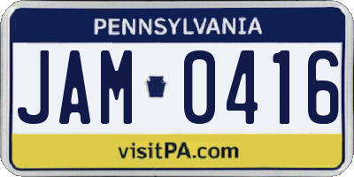 PA license plate JAM0416