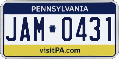 PA license plate JAM0431