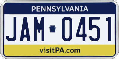 PA license plate JAM0451